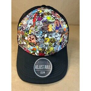 Rick & Morty Bioworld All Over Print Trucker Hat Cap Adjustable - 2018 - NWT